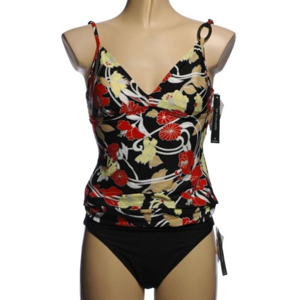 Be Creative Black Floral 2 Pc Tankini - NEW